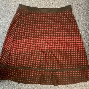 NY Collection Red and Black A-Line Skirt Knee-Length Casual